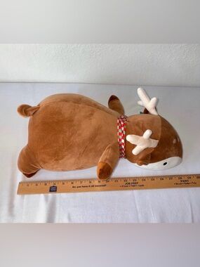 Pillowfort Weighted Plush Brown Deer with Holiday Collar